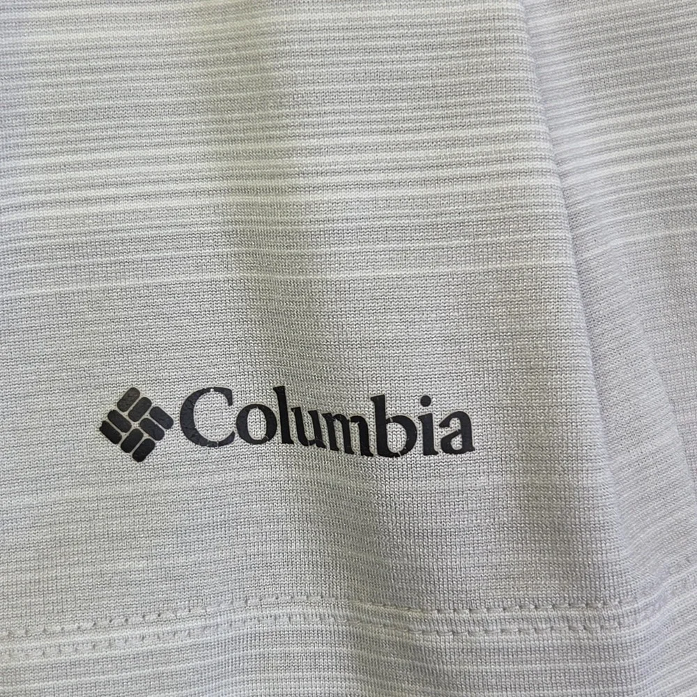 Columbia Golf Polo Shirt Men's XXL Gray Striped Performance Short Sleeve